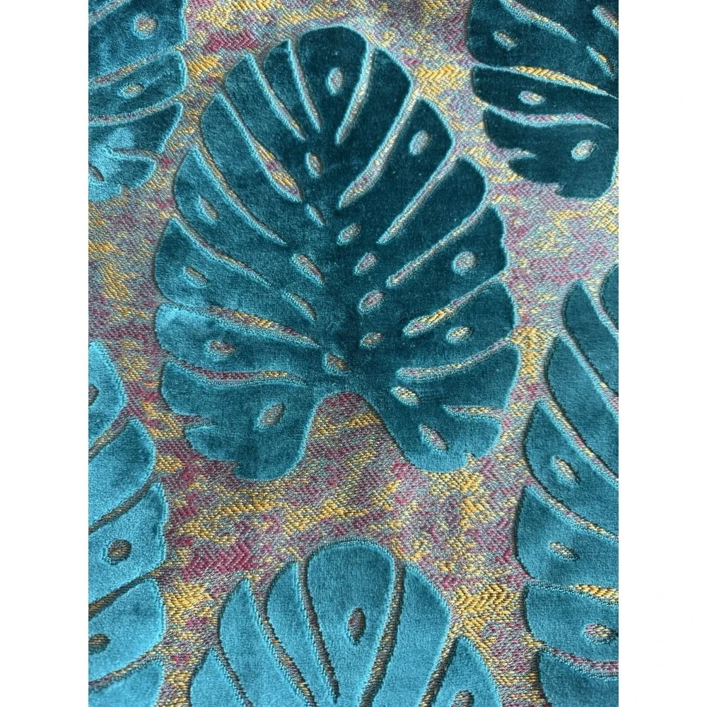 Alerfa Monstera‎ Leaf Pillow Embroidery Cut Velvet Cushion Case Lux Set Of 3